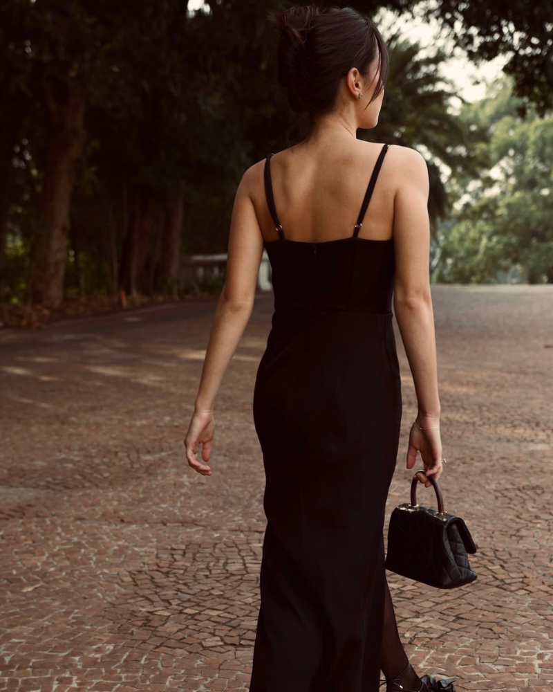 vestido laço busto preto