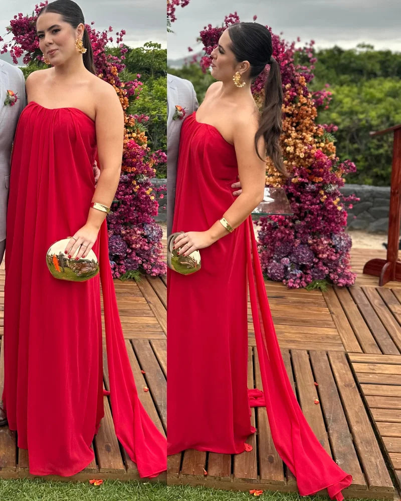 vestido tomara que caia capa vermelho