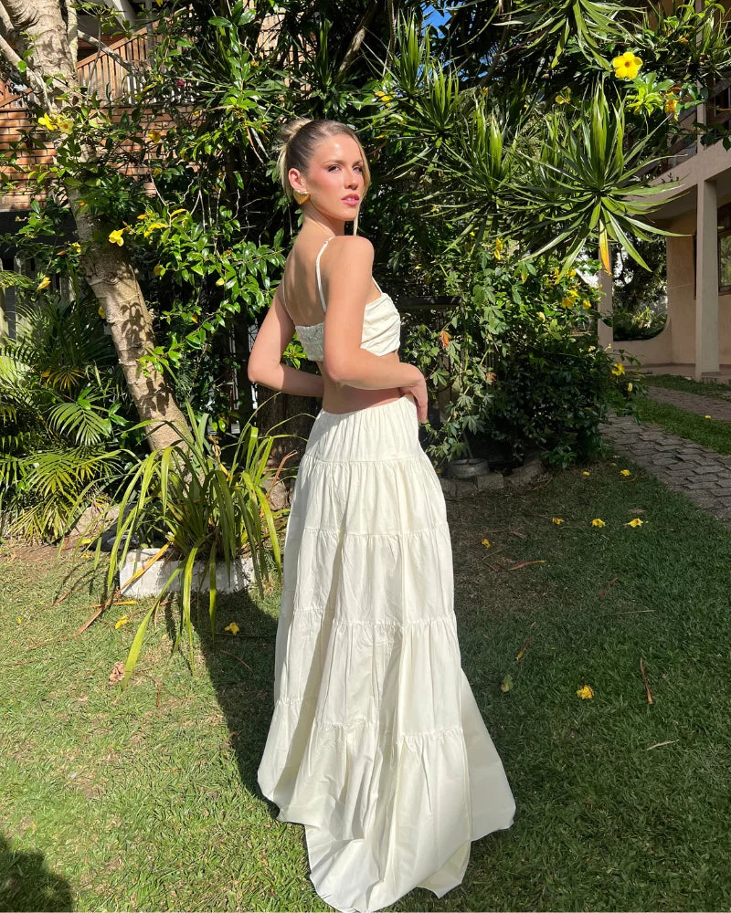 vestido camadas off-white