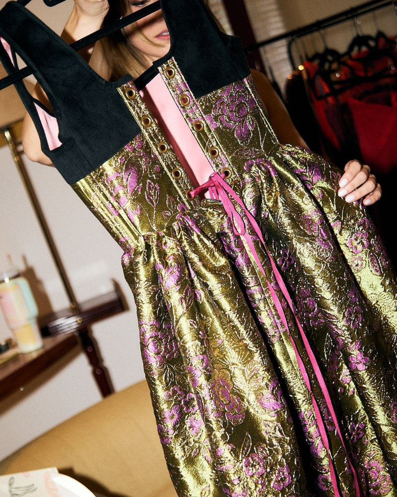 vestido jacquard corset