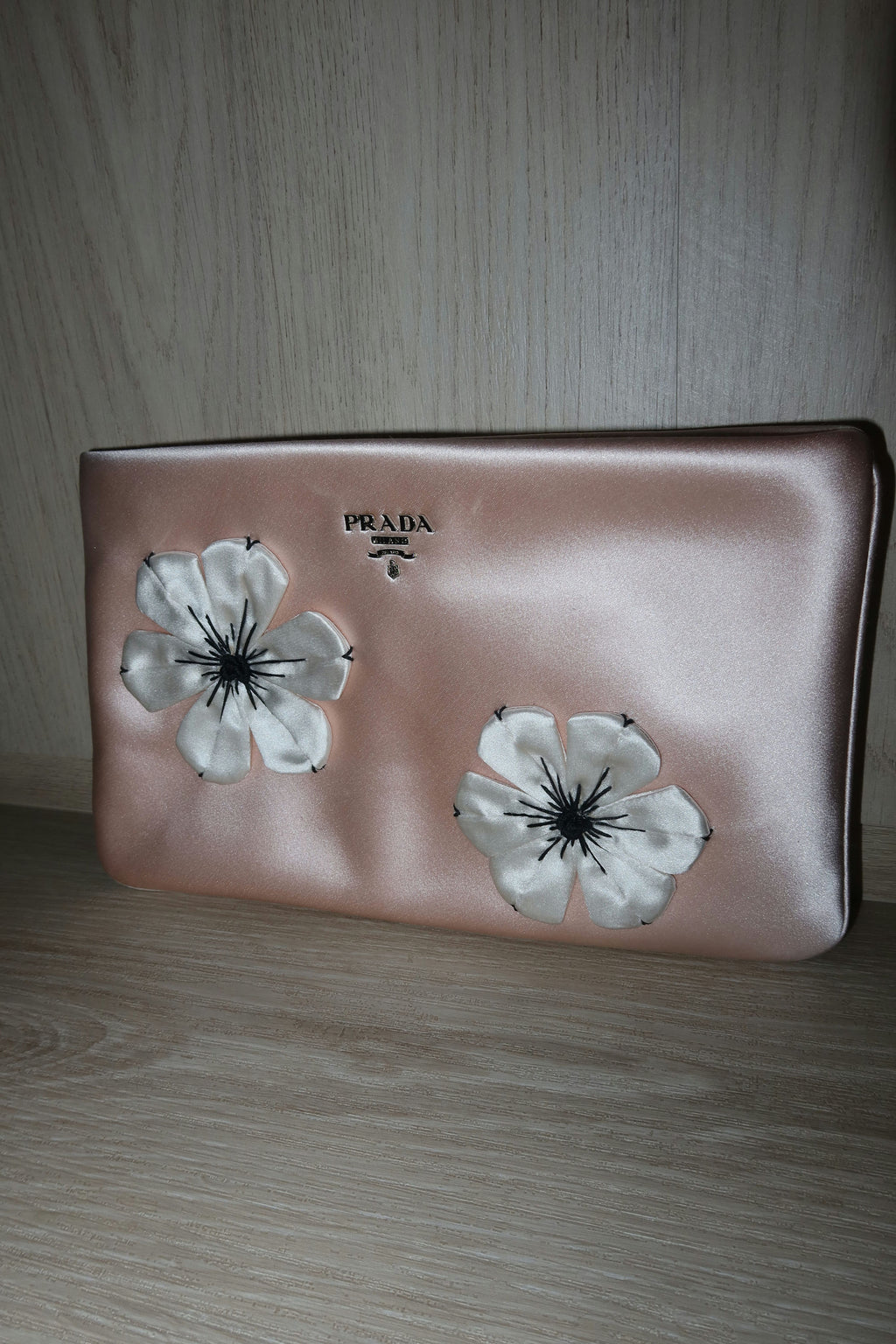 clutch satin floral prada
