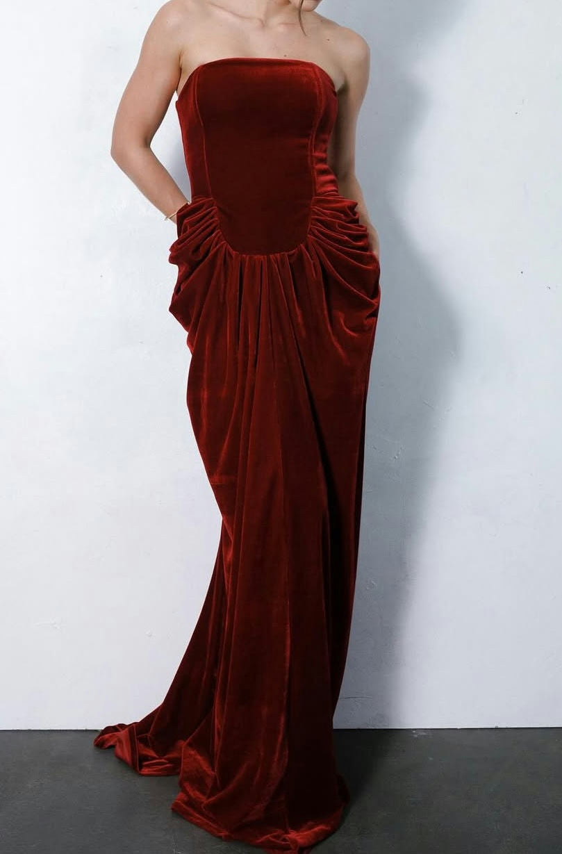 vestido corset veludo vermelho