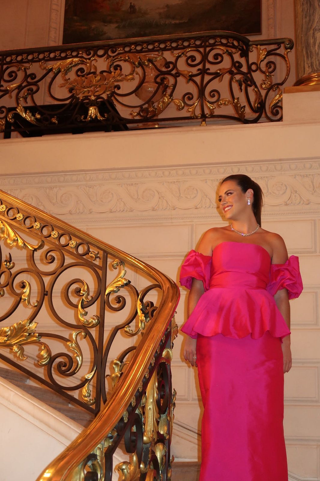 vestido tafeta pink