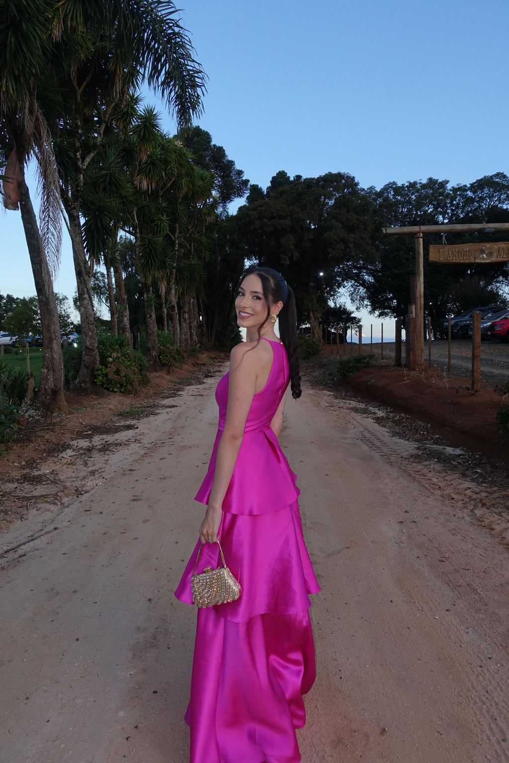 vestido alfaiataria camadas rosa