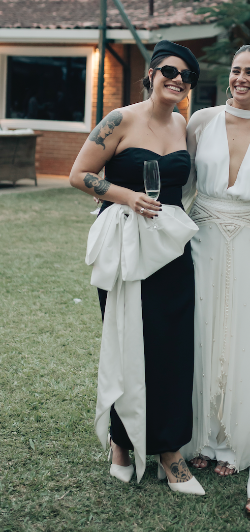 vestido maxi laço preto e branco