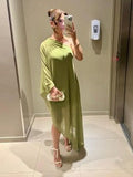 vestido midi verde claro