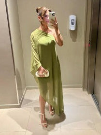 vestido midi verde claro