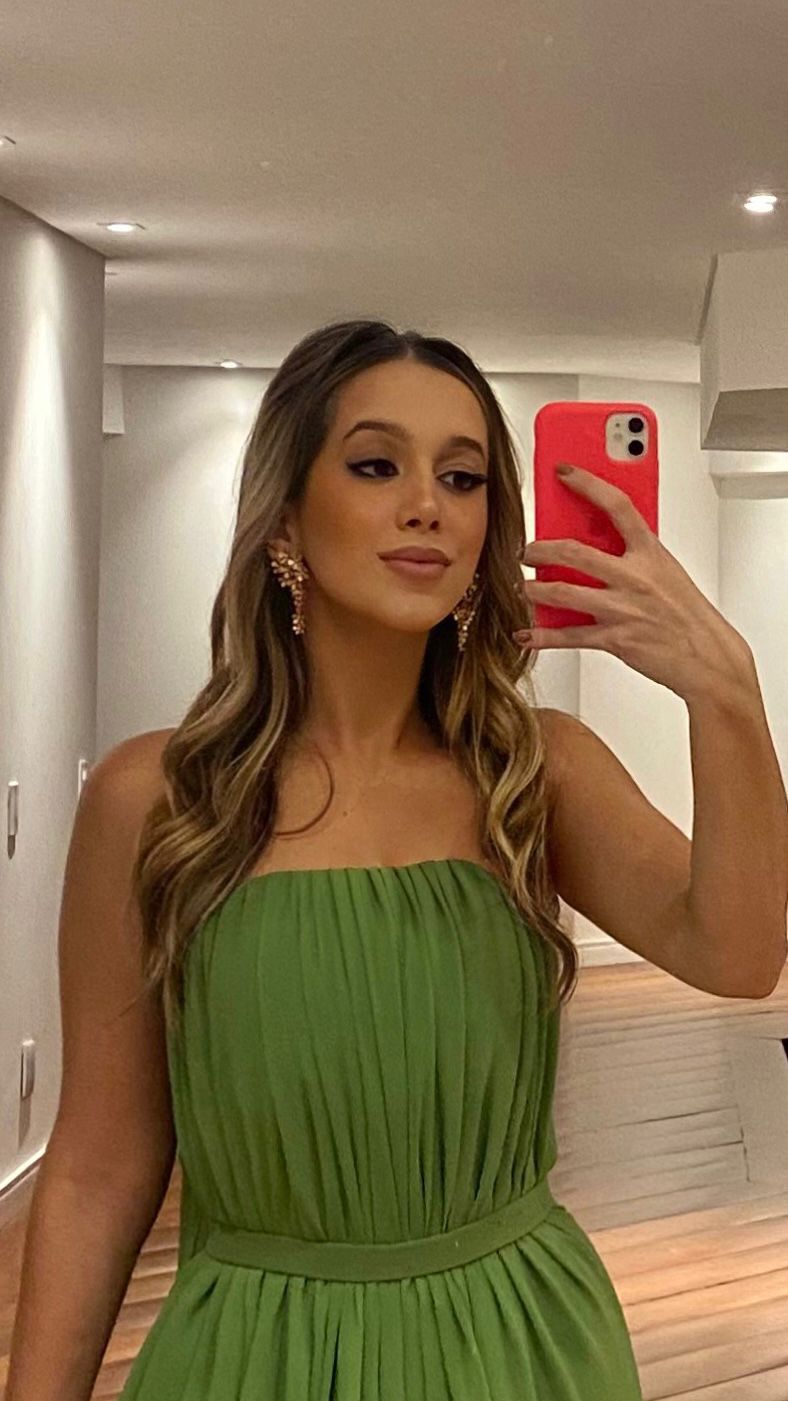 vestido corpo plissado verde