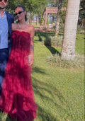 Vestido Longo de Tule Vinho - Tamanho 36