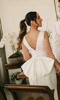vestido costas laço branco