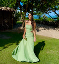 vestido detalhe cintura verde