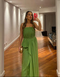 vestido corpo plissado verde