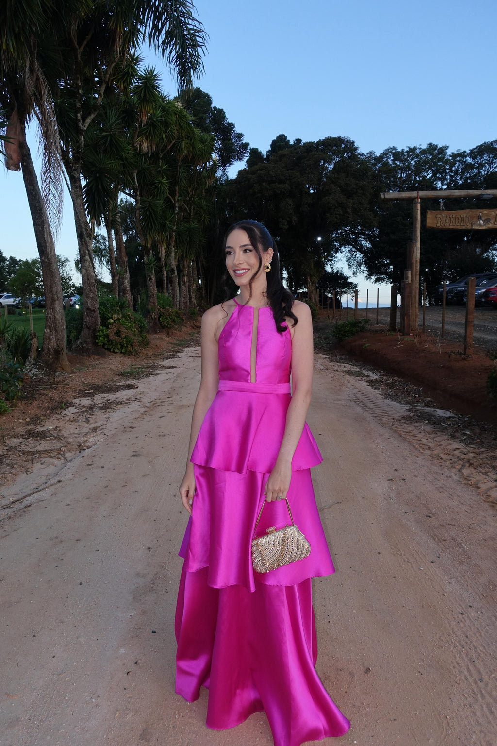 vestido alfaiataria camadas rosa