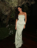 vestido peplum verde água