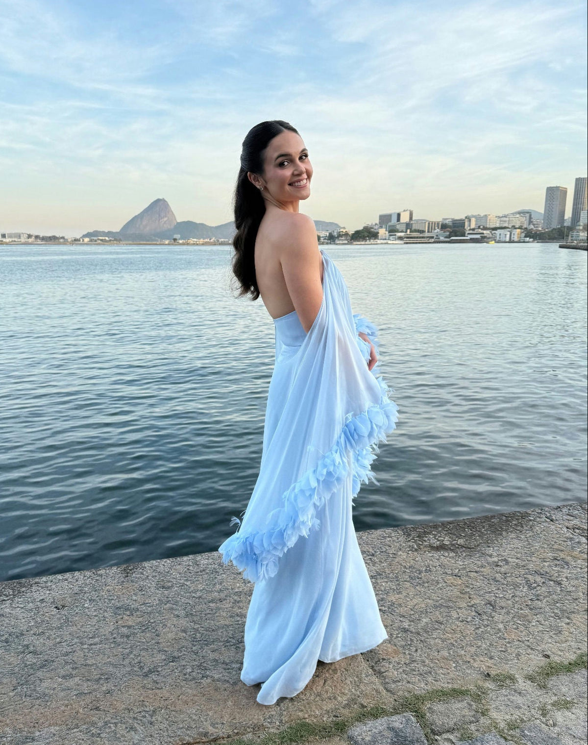 Vestido Pluma Azul Bebê