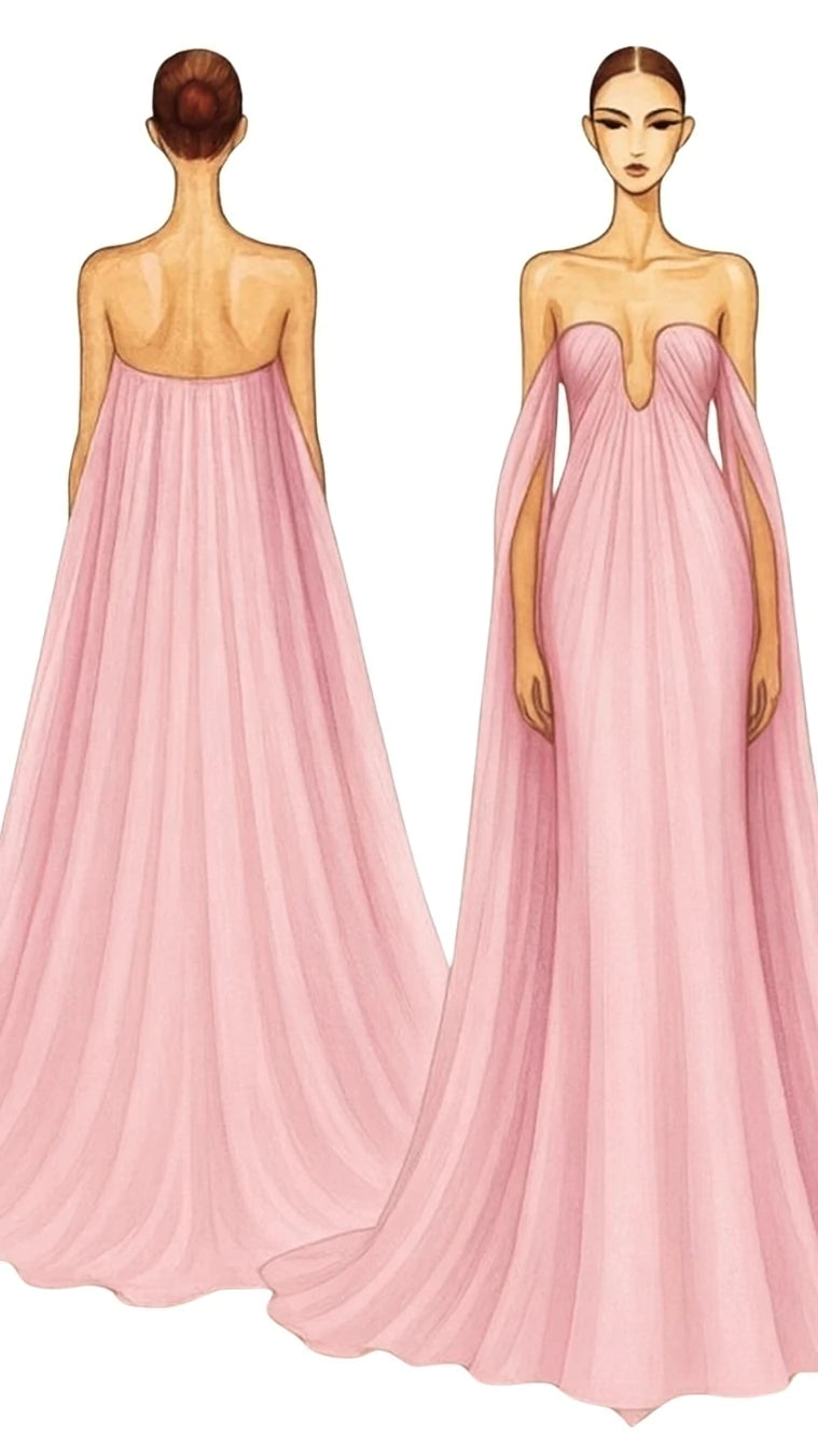 vestido fluído tomara que caia rosa