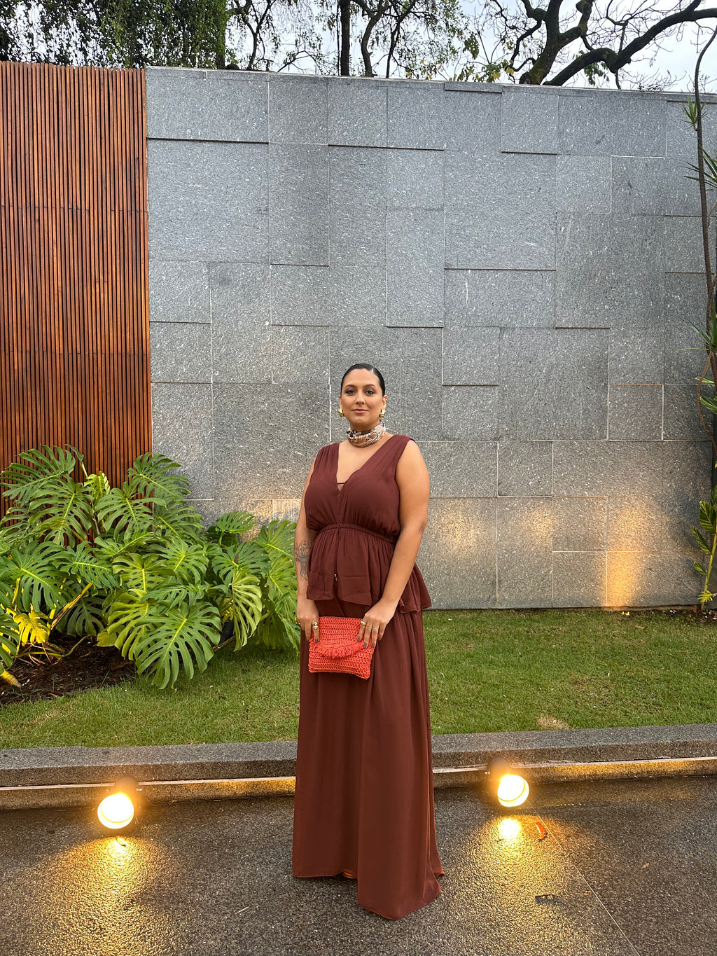vestido bata marrom