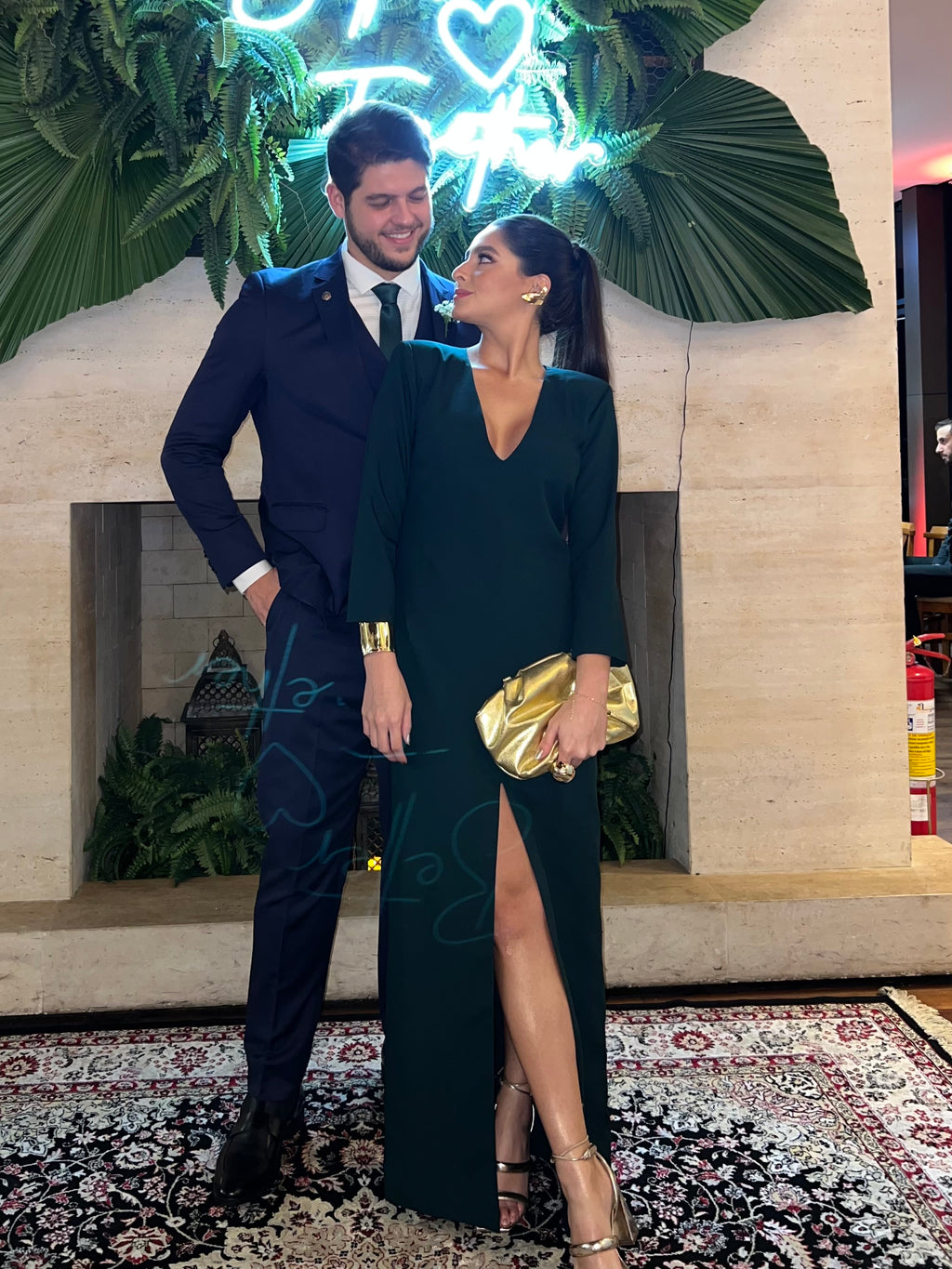 vestido estrutura decote verde