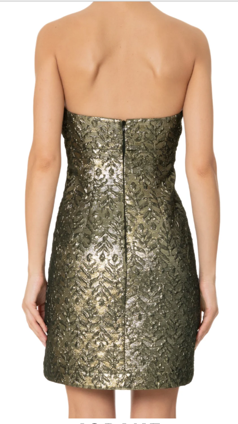 vestido jacquard mini metalizado