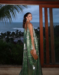 vestido paetê verde