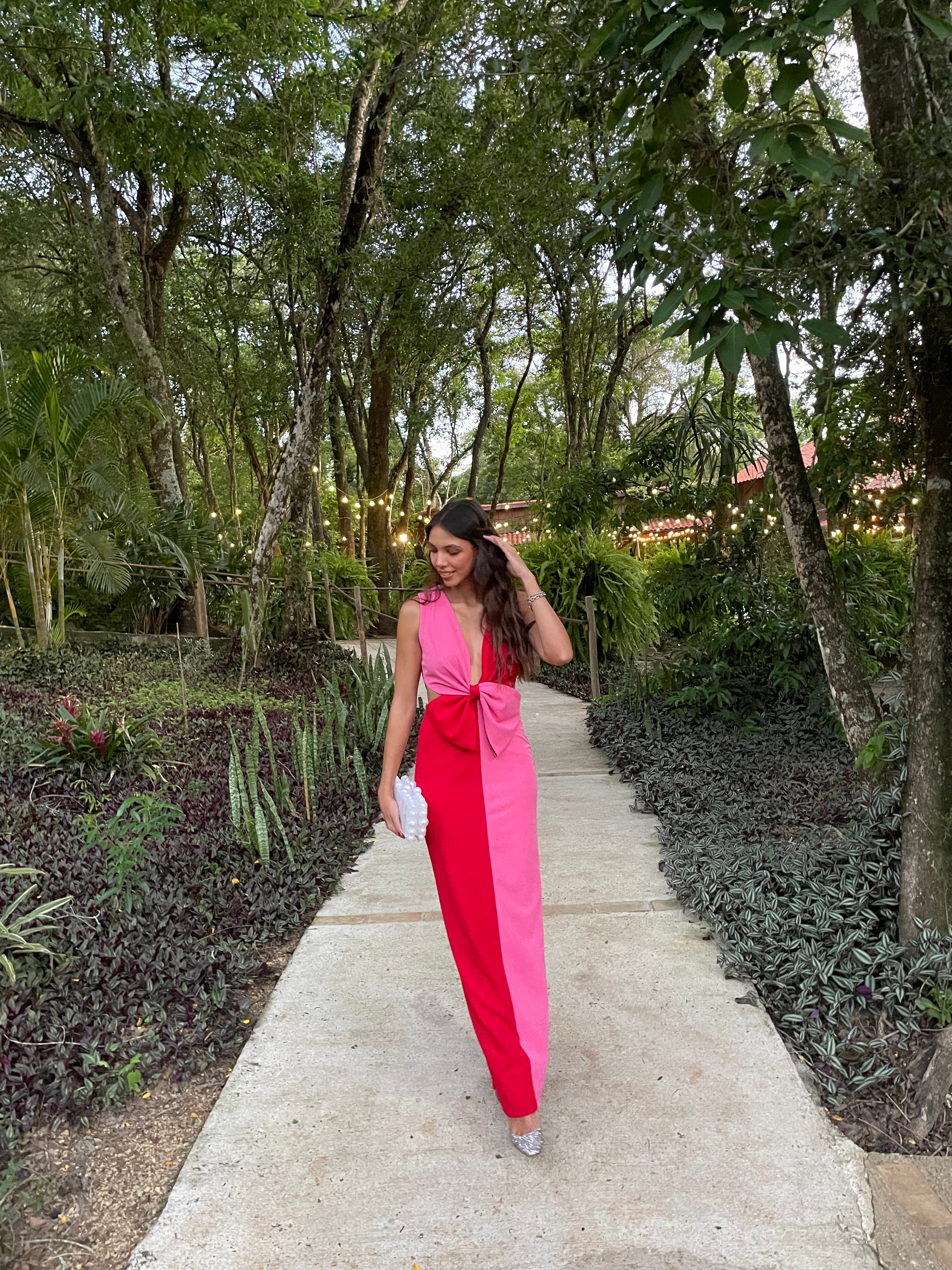 vestido laço bicolor