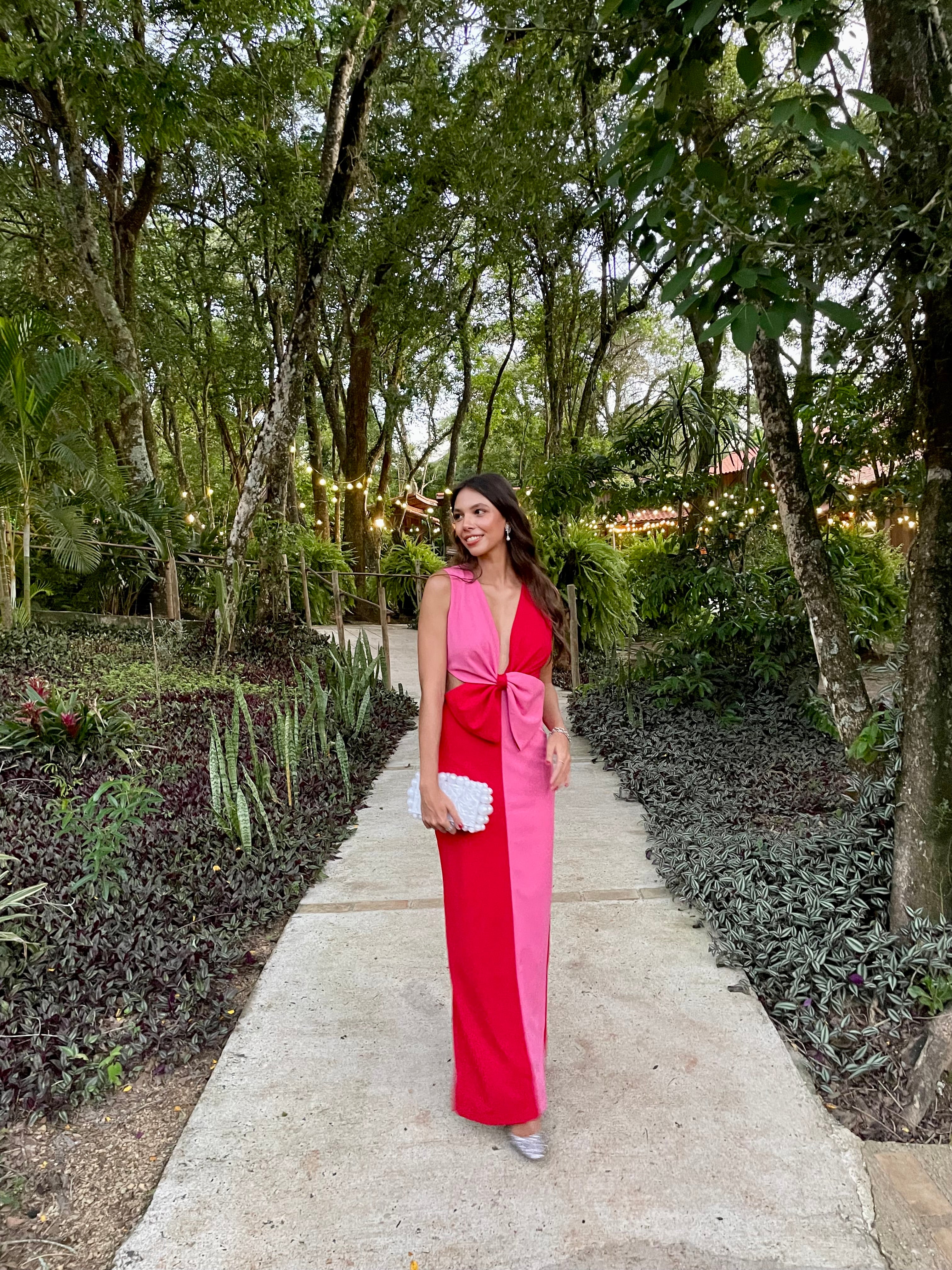 vestido laço bicolor