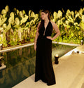 vestido costas abertas preto
