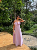 vestido detalhe busto lilás