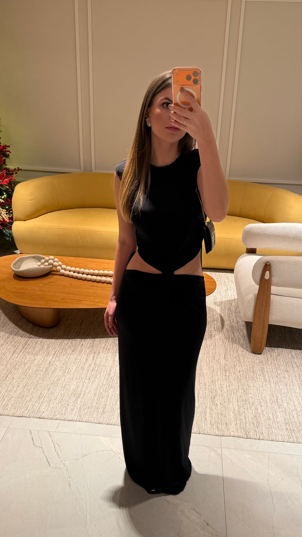 vestido detalhe cintura preto
