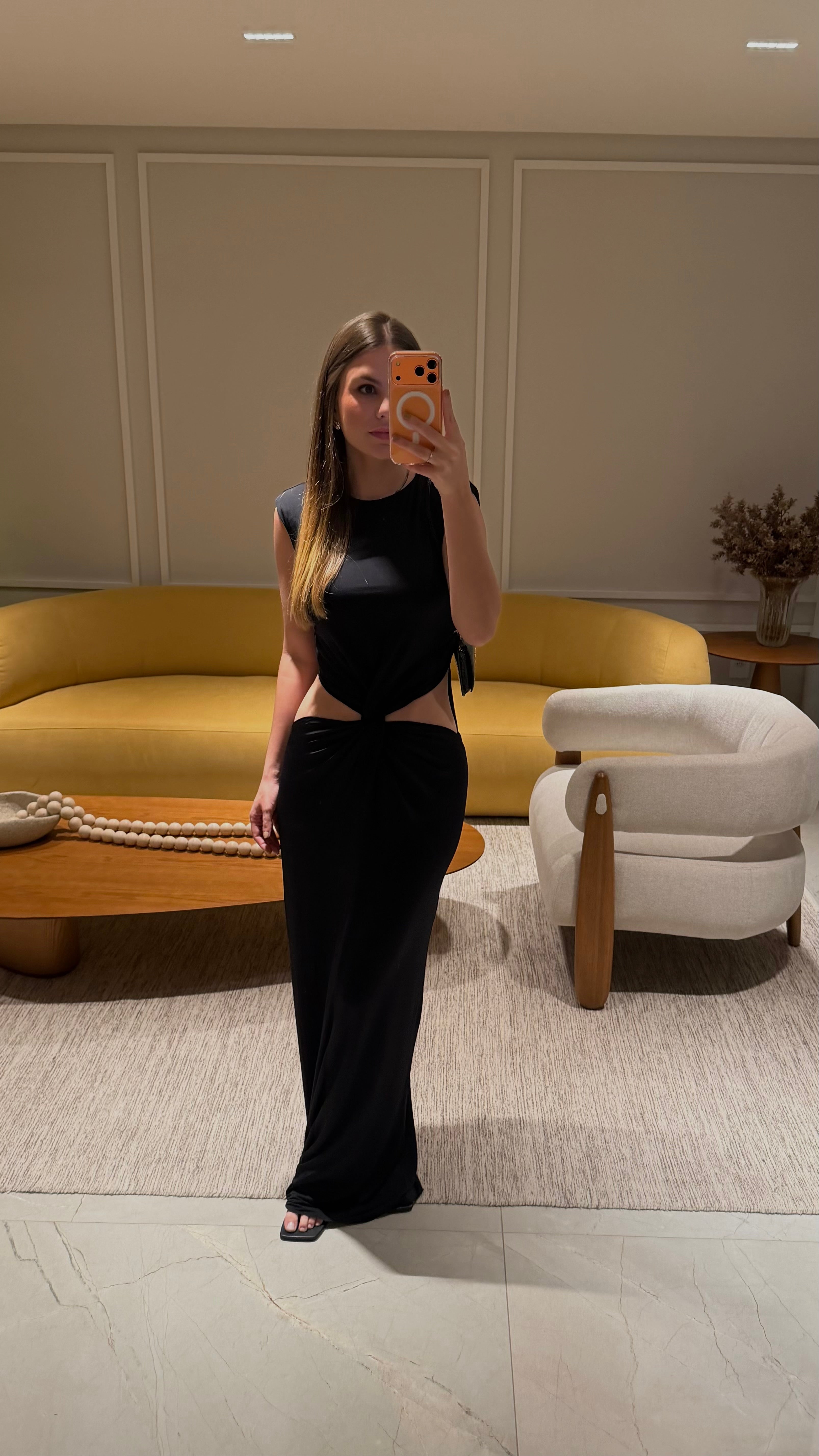 vestido detalhe cintura preto