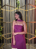 vestido detalhe busto fúcsia