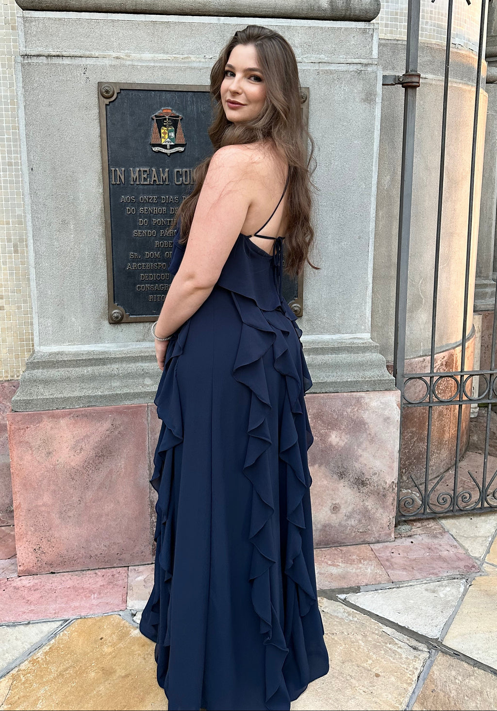 Vestido longo Tamanho P, mas veste tamanho 38 e 40