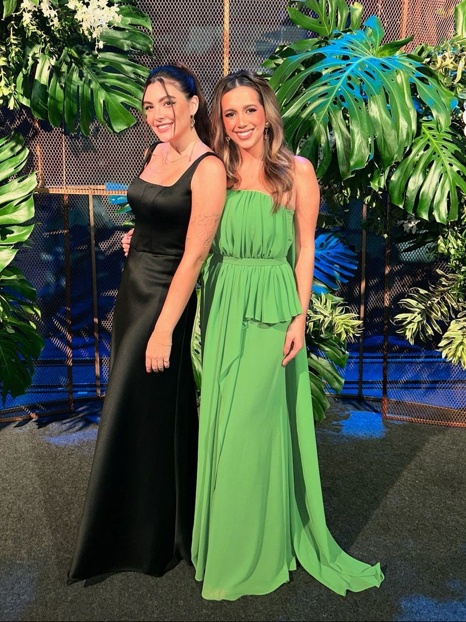 vestido corpo plissado verde