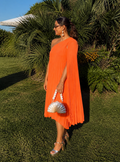 Vestido plissado Midi Laranja M