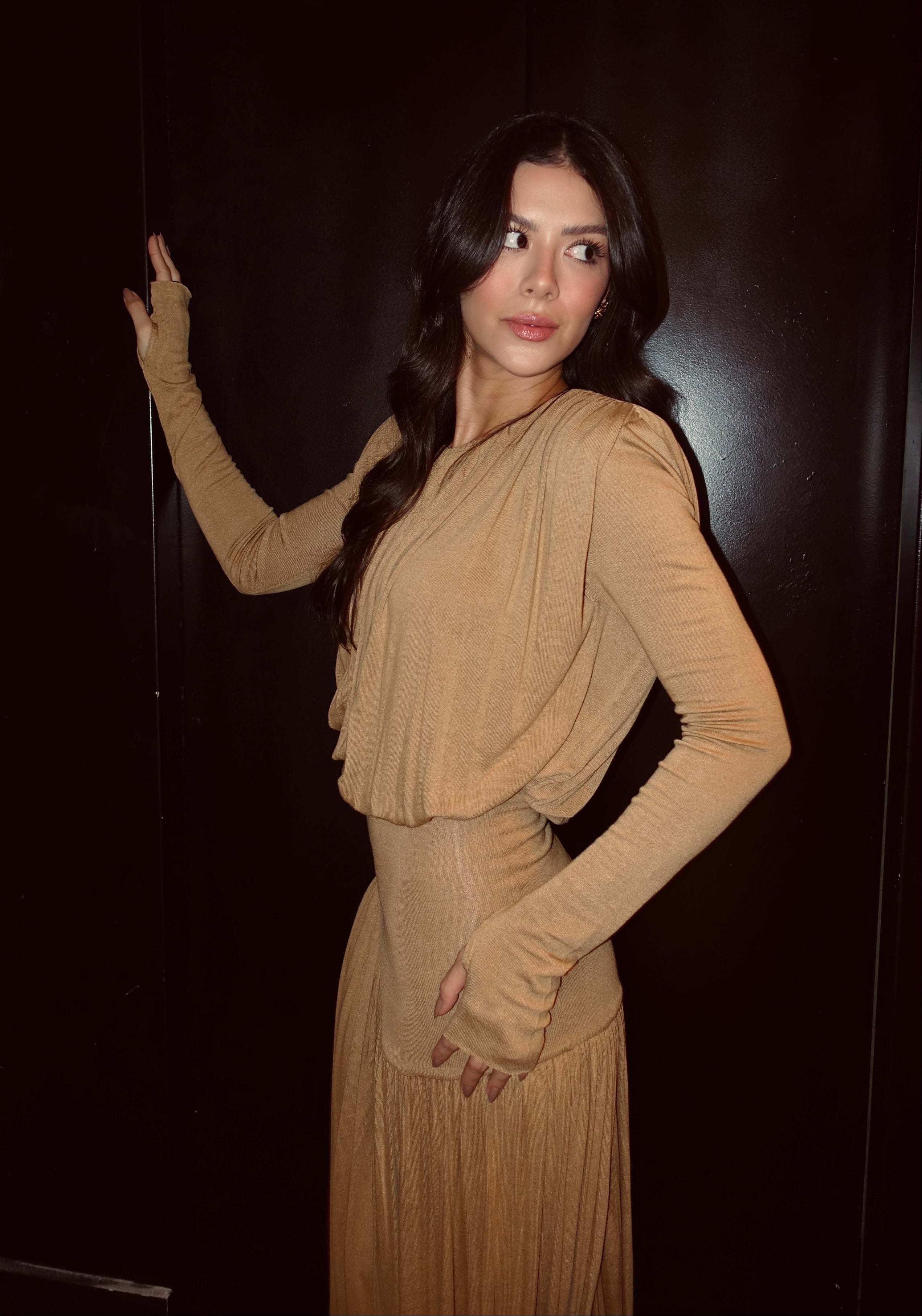Vestido de malha bege tamanho P