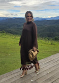 Vestido midi marrom de crepe leve tamanho M