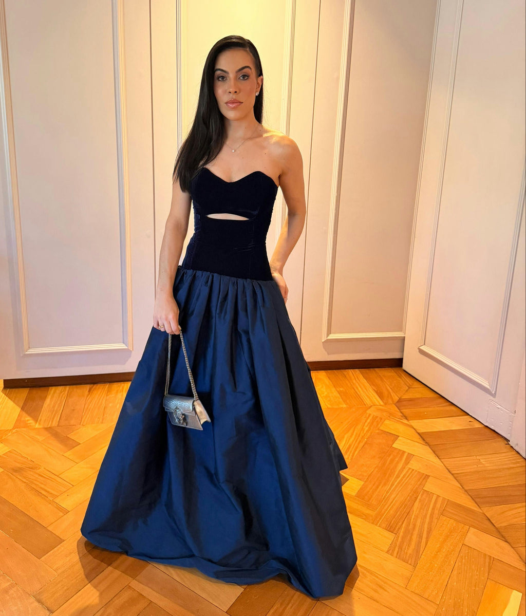 vestido corset duo azul