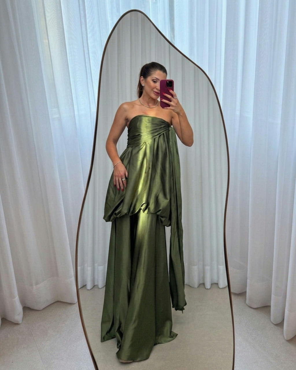 vestido balonê amarração verde