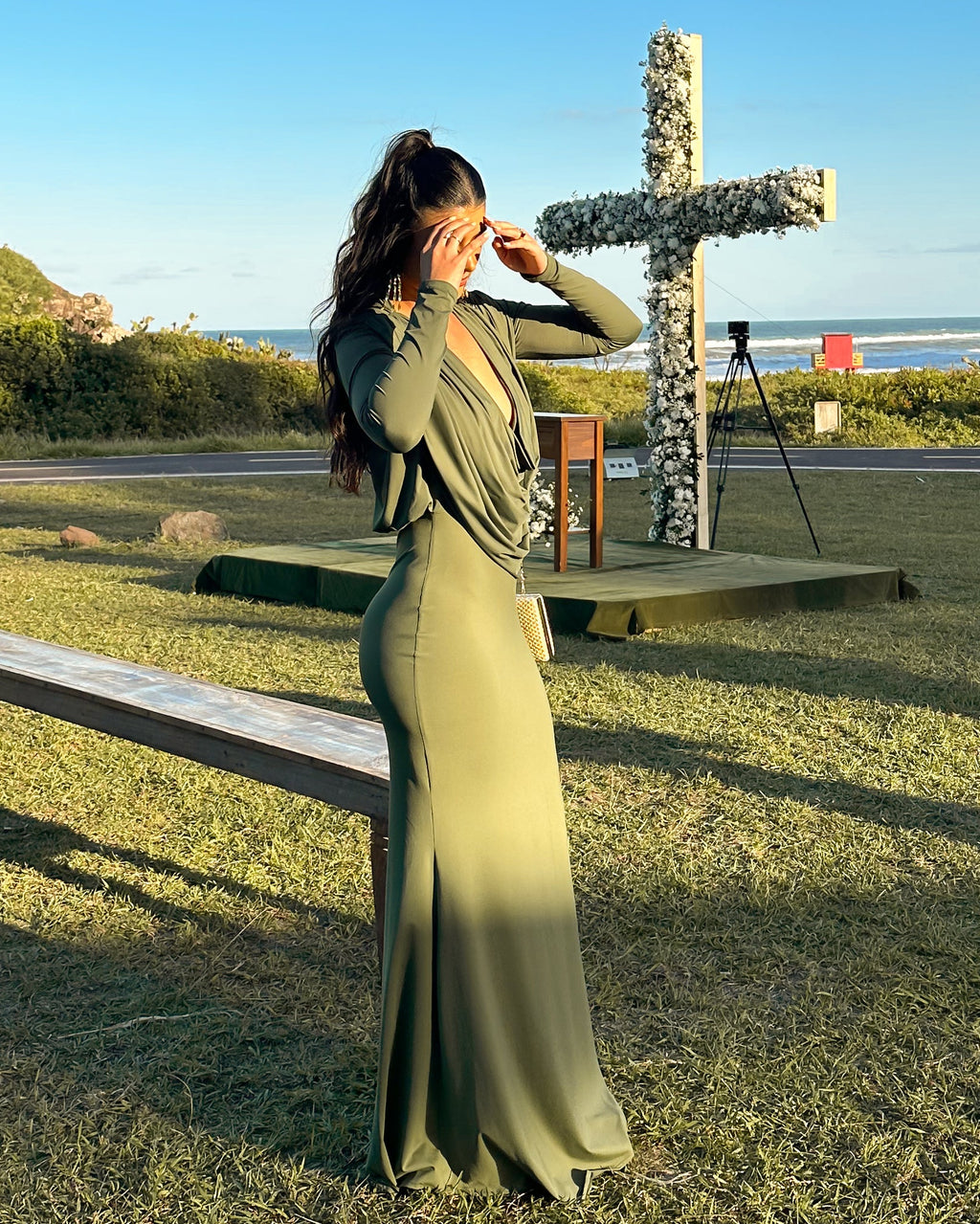 Vestido Verde Ombreiras