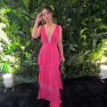 vestido babados rosa