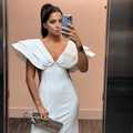 vestido estrutura ombro branco
