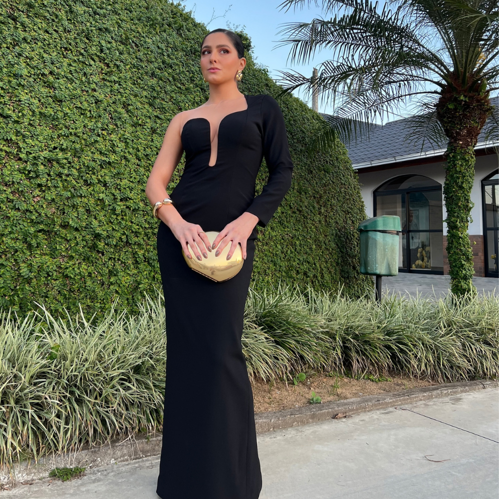 vestido decote orgânico preto