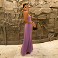 vestido detalhe círculos roxo