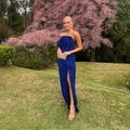 vestido leque azul