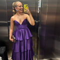 vestido babados estrutura roxo