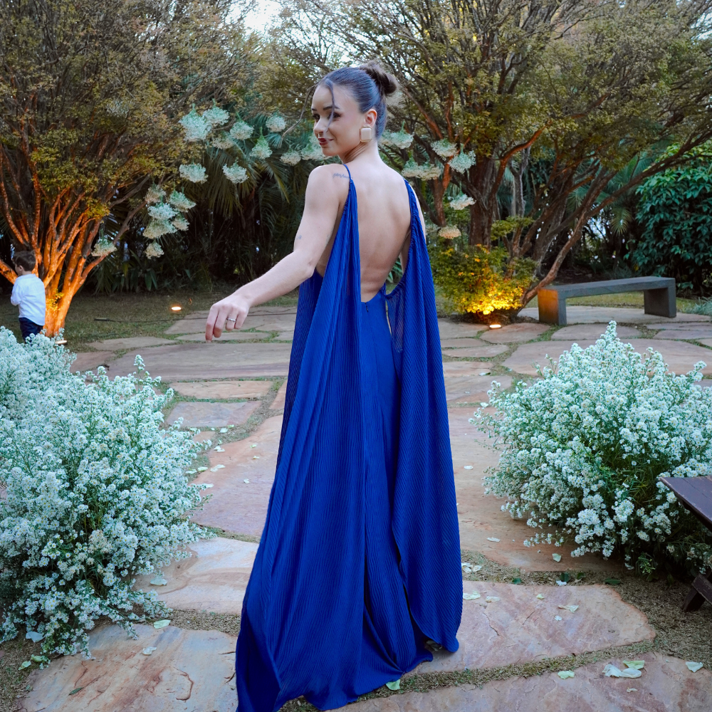 vestido capa fluída azul