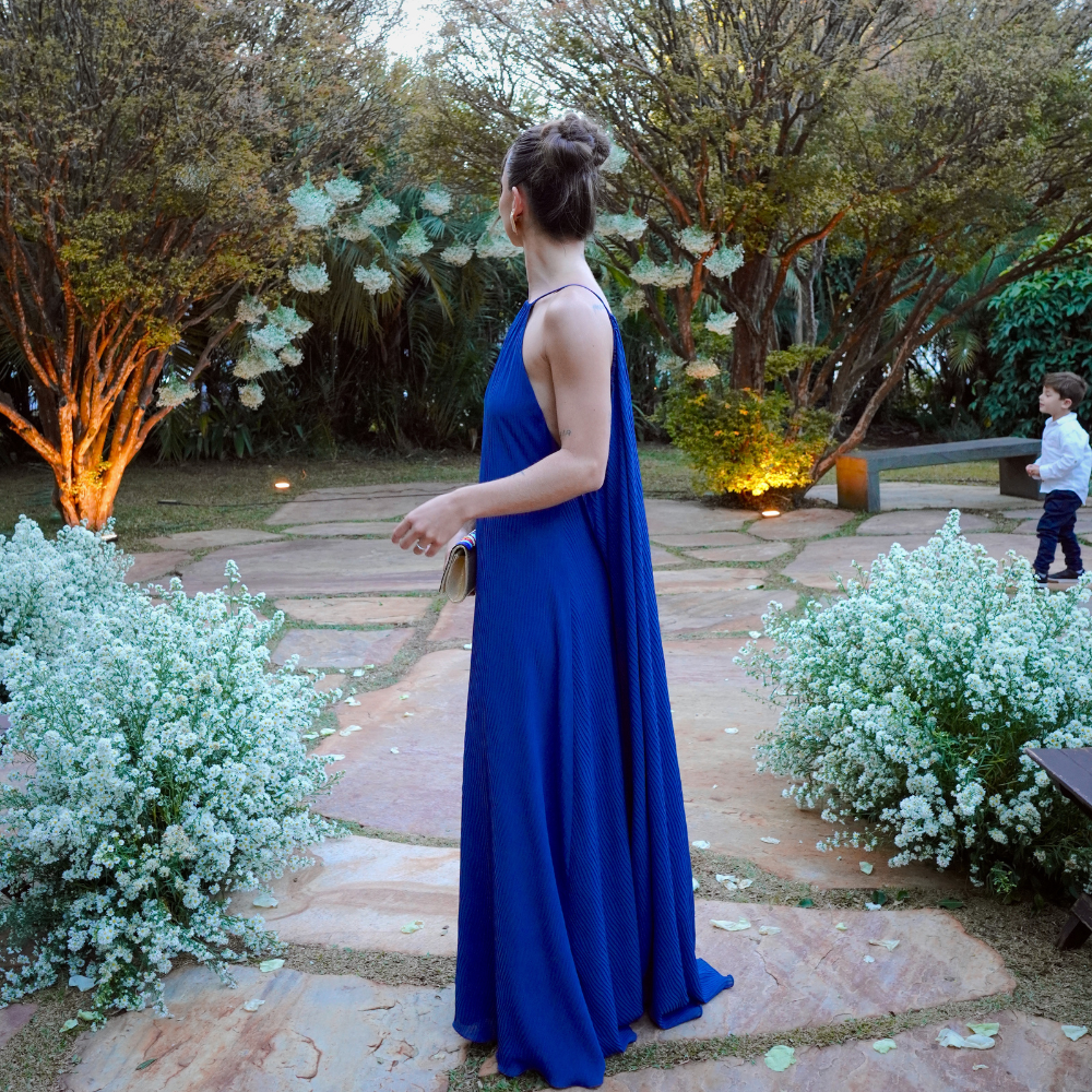 vestido capa fluída azul
