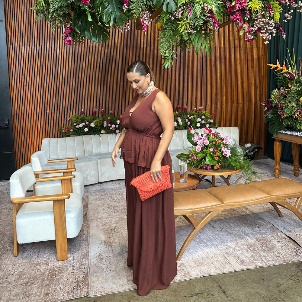 vestido bata marrom