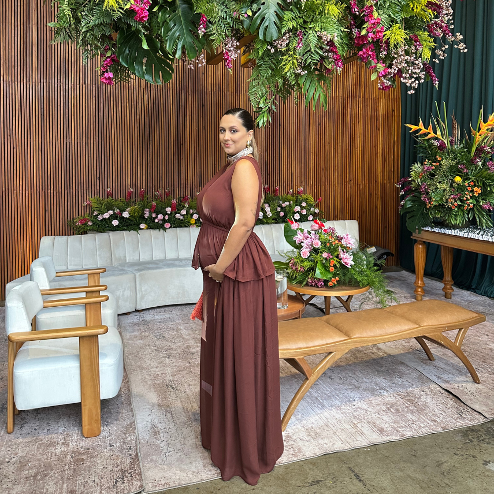 vestido bata marrom