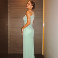 vestido pérolas verde água